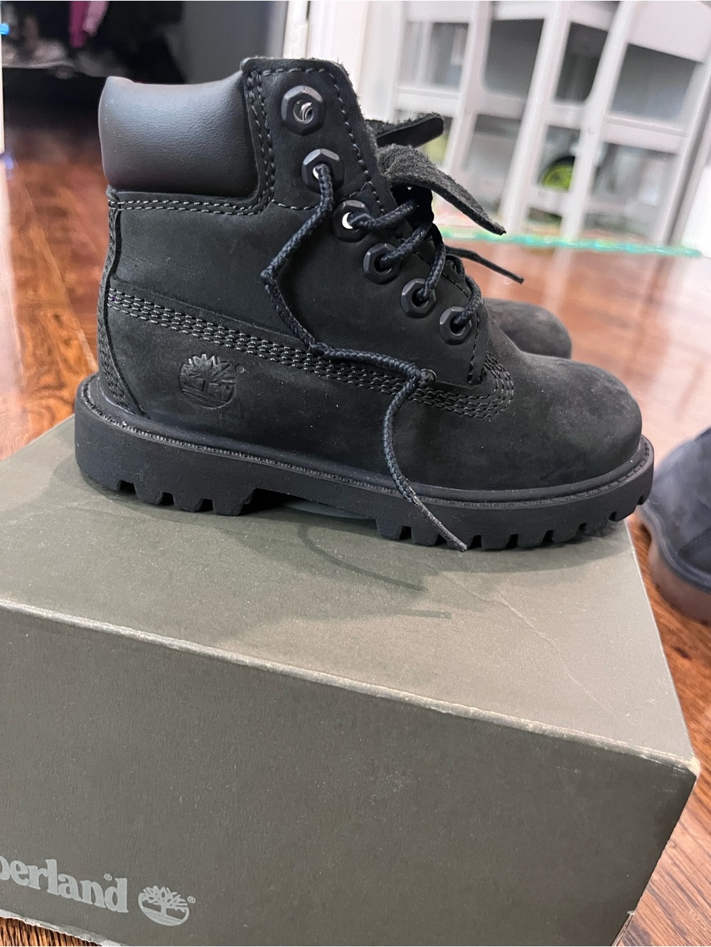 Timberland Kids Black Leather Lace-Up Boots